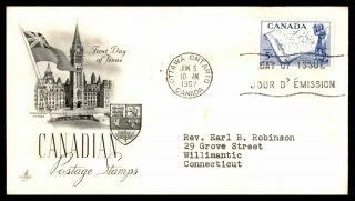 Canada Fdc 1957 Parliament Building And Flag Art Craft First Day Cover Wwa_88886