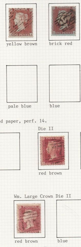 Lot:31722 Gb Qv 1d Red Stars Mounted On Page