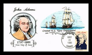 Dr Jim Stamps Us John Adams President Hand Colored Collins Fdc Cover
