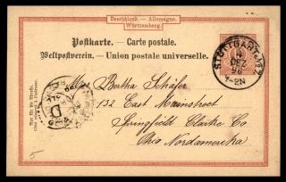 Mayfairstamps Germany 1896 Stuttgart Stationery To Springfield Ohio Usa Card Wwb