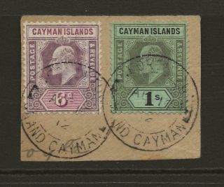 Cayman Islands Edvii Sg30 - 31 6d And 1s Values Fine On Piece Cat £57