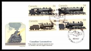 Mayfairstamps Canada Fdc 1985 Train Set Of 4 Locomotives First Day Cover Wwb5382