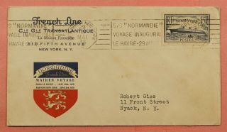 1935 FRANCE SS NORMANDIE SHIP MAIDEN VOYAGE CACHET,  LABEL 2