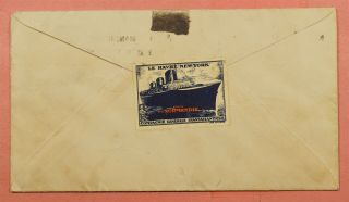 1935 FRANCE SS NORMANDIE SHIP MAIDEN VOYAGE CACHET,  LABEL 3