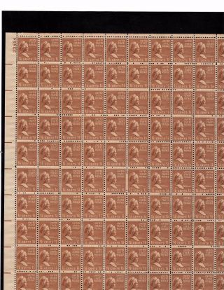 Us Sheet Scott 805,  1 - 1/2c Stamp Martha Washington Sheet Of 100 Mnh Og