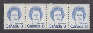 Canada Coil Strip Of 4 X 8c 604 Queen Elizabeth Ii,  Caricature Definitive