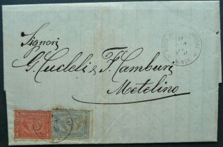 Egypt 22 Apr 1877 Postal Entire W/ 1.  20pi Rate - Minuf To Metelino Via Alexandria
