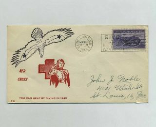 1945 Wwii Ww2 Us Patriotic Propaganda Cover Envelope Red Cross Nurse Wz7427