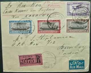 Egypt 11 Jan 1927 Reg 1st Airmail Flight Cover From Cairo To Karachi Via Baghdad