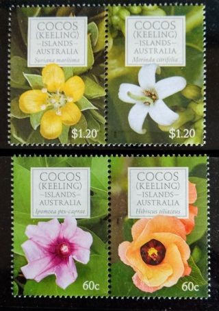 115.  Cocos (keeling) Island 2010 Set/4 Stamp Flowers.  Mnh