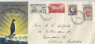 Stamps 1957 Ross Dependency Set Of 4 On Fdc With Scott Base Postmark