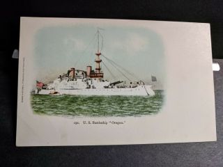 Uss Oregon Bb - 3 Battleship Naval Cover Mitchell Postcard