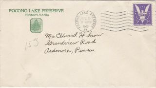 1943 Advertising Cover,  Pocono Lake Preserve,  Pennsylvania