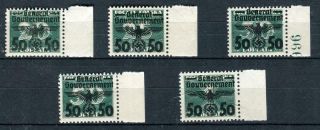 1940 Generalgouvernement Stamps,  Issued Under German Occ.  Mi 35 - 39 Mnh
