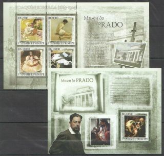 R897 2007 S.  Tome & Principe Art Paintings Sorolla Prado Museum Kb,  Bl Mnh Stamps