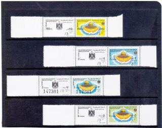 Palestinian Authority Revenues Interior Ministry 4 Diff Strips With Labels Mnh.