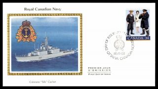 Canada Fdc 1985 Royal Canadian Navy Ship Colorano Silk First Day Cover Wwa_89222