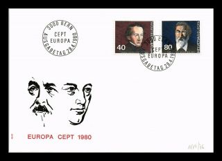 Dr Jim Stamps Europa Cept Personalities Fdc Switzerland European Size Cover