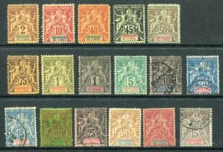 French Indies Early Sage M&u Lot To 1f 17 Stamps