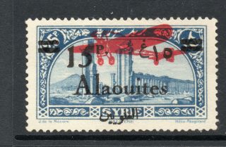 France Colonies (4497) Alaouites 1929 Air 15p On 25p Light Blue O/p.