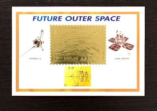 1 Sharjah Deluxe Sheet With Gold Stamp Perforated With Space And Pioneer 10