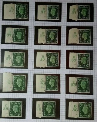 Great Britain Selection Of 15 King George Vi Definitive Control Stamps No 4