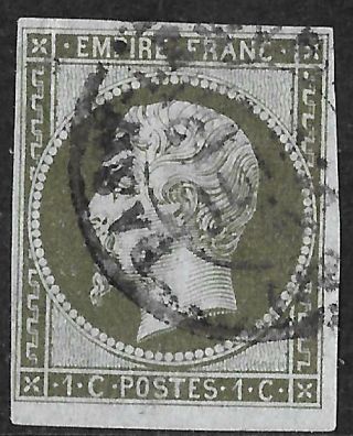 France 1853 Emperor Napoleon Iii,  Die 1,  Individual Stamp.  Scott 12.