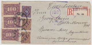 Germany Dr 1923 (5.  4. ) Reg.  Cover Ambach Inflat.  Franking To B.  A.  Argentina (correct)