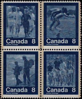 1974 Canada 632a,  Complete Set,  Block Of 4,  Never Hinged