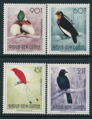 1993 Papua Guinea Birds Of Paradise Large T Set Of 4 Fine Mnh