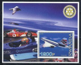 D2660 Mnh 2005 Rotary Club Open Wheel Racer & Concorde Airplane Souvenir Sheet
