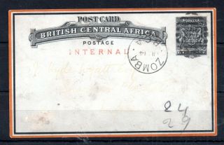 Nyasaland Bca 1895 Internal Postcard Zomba Cds Ws14832