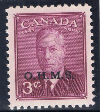 Canada O14 (1) 1950 3 Cent Rose Violet George Vi O.  H.  M.  S.  Overprint Mnh Cv$2.  25