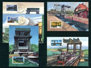 1988 Ddr,  Germany.  Draw Bridges & Ship Lifts Set Maximum Cards.  Phq,  Maxi