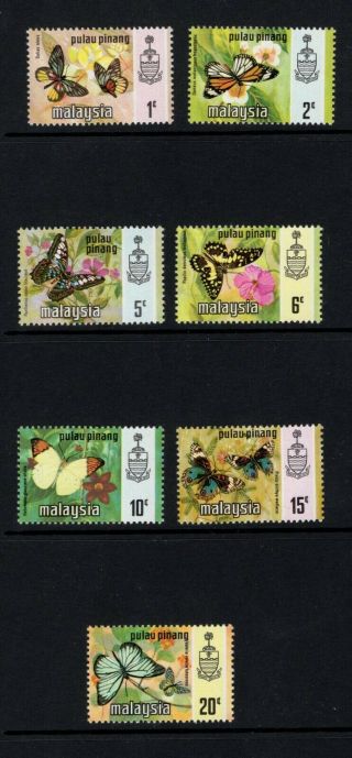 Malaysia Penang 1971 Butterflies Set Of 7 Mnh Sg 75 - 81 Sc 74 - 80