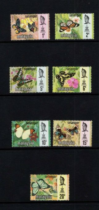 Malaysia Selangor 1971 Butterflies Set Of 7 Mnh Sg 146 - 152 Sc 128 - 134