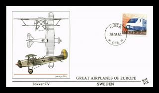 Dr Jim Stamps Great Airplanes Of Europe Europa Transport Fdc Cover Sweden