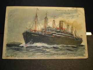 Passenger Ship Ss President Grant,  Hamburg - America Line Naval Cover Germany