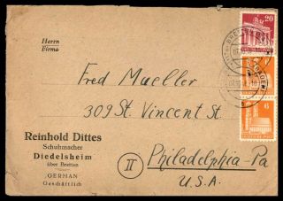 Mayfairstamps 1948 Germany Bretten Baden To Us Philadelphia Cover Wwb41213