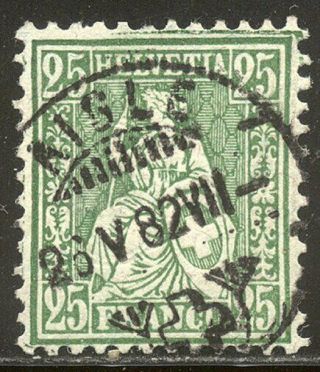 Switzerland 65 - 1881 25c Green ($100)