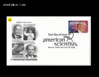 Hh,  Science,  American Scientists,  United States,  Us 2008 Fdc,  Cover