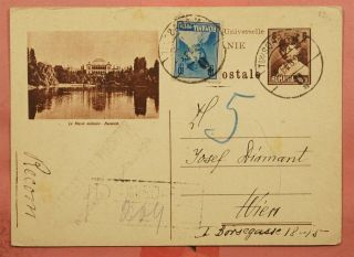 1930 Romania Uprated Picture Postal Card Timisoara Registered To Austria