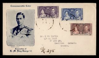 Dr Who 1937 Gilbert & Ellice Islands Fdc Kgvi Coronation Cachet Combo E51526