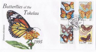 Tokelau 1995 First Day Cover Butterflies Stamp Set 213 - 18 Cv $10 Nature