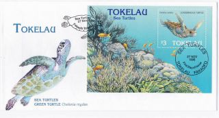 Tokelau 1995 First Day Cover Sea Turtles 282 Souvenir Sheet Cv $7 Marine Life