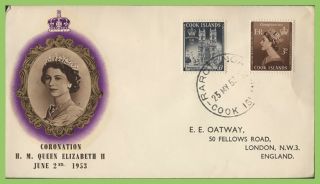 Cook Islands 1953 Qeii Coronation On Bpa First Day Cover