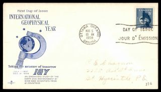Mayfairstamps Canada Fdc 1958 Intl Geophysical Year Unsealed First Day Cover Wwb