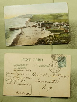 Dr Who 1908 Canada Toronto Fancy Cancel West Bay Postcard To Usa E52181