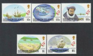Solomon Islands 1992 Granada Stamp Exhibition Mnh Set Of 5