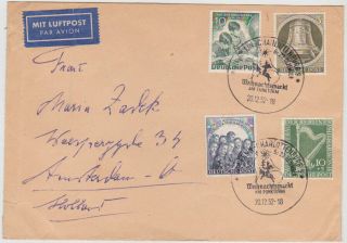 Germ.  Berlin 1952 Airmail To Netherl.  B.  - Charl.  Pm (christmas Market) Mi 72,  73,  80,  82